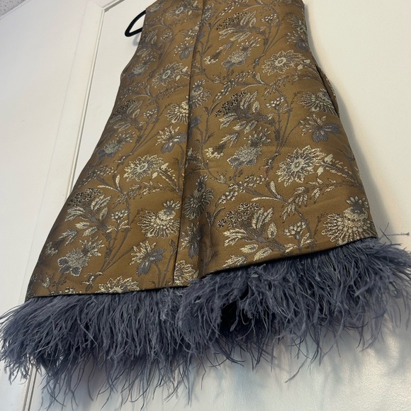 Cara Cara Tay Feather-Trimmed Jacquard Mini Dress – Jacquard Garden – Size L - Picture 6 of 15